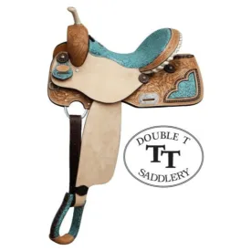 14"-16" DOUBLE T BARREL STYLE SADDLE WITH FILIGREE PRINT SEAT