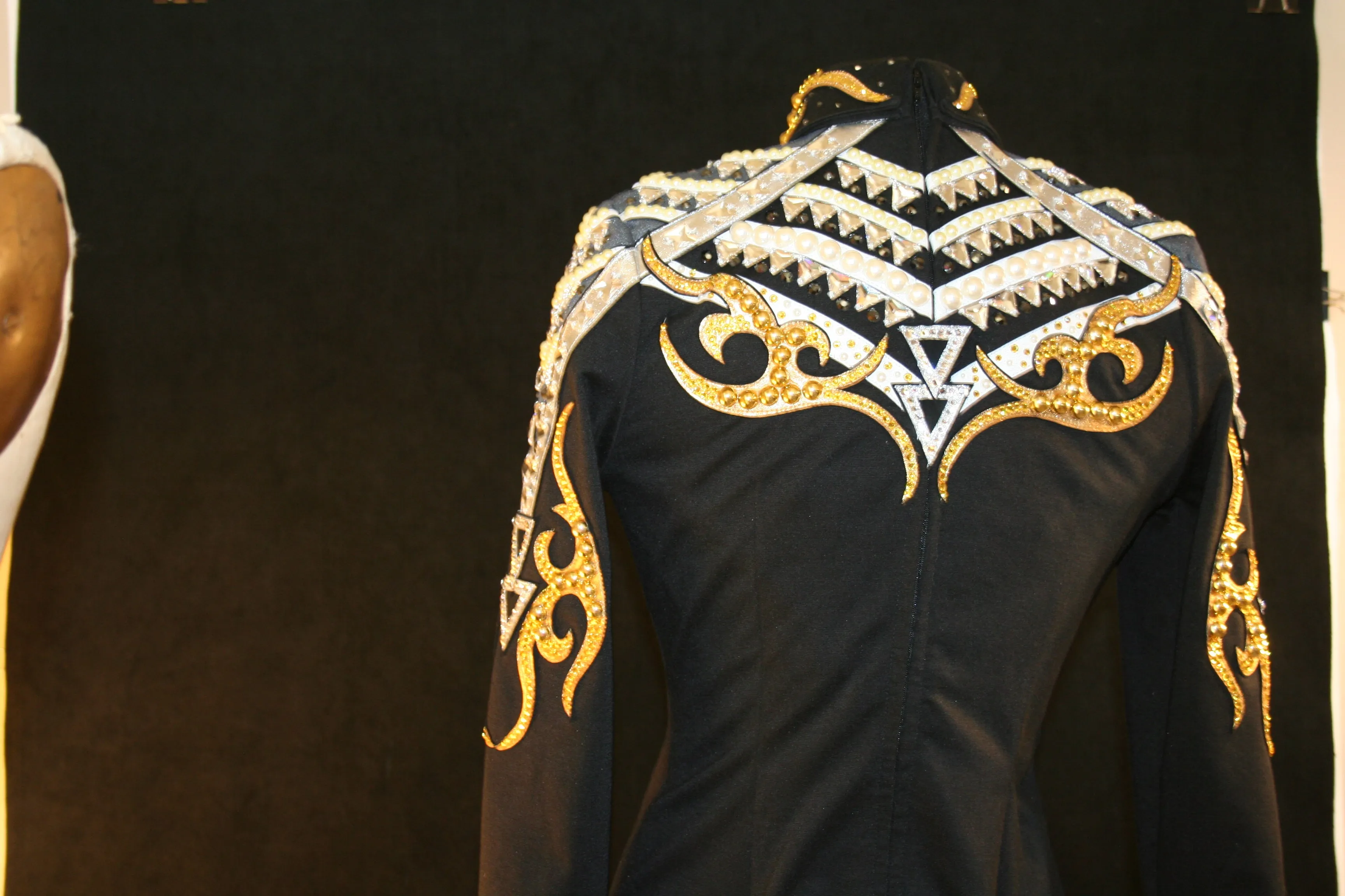 1705 Black White Gold Horsemanship Equitation Blouse, Ladies S 5358-6