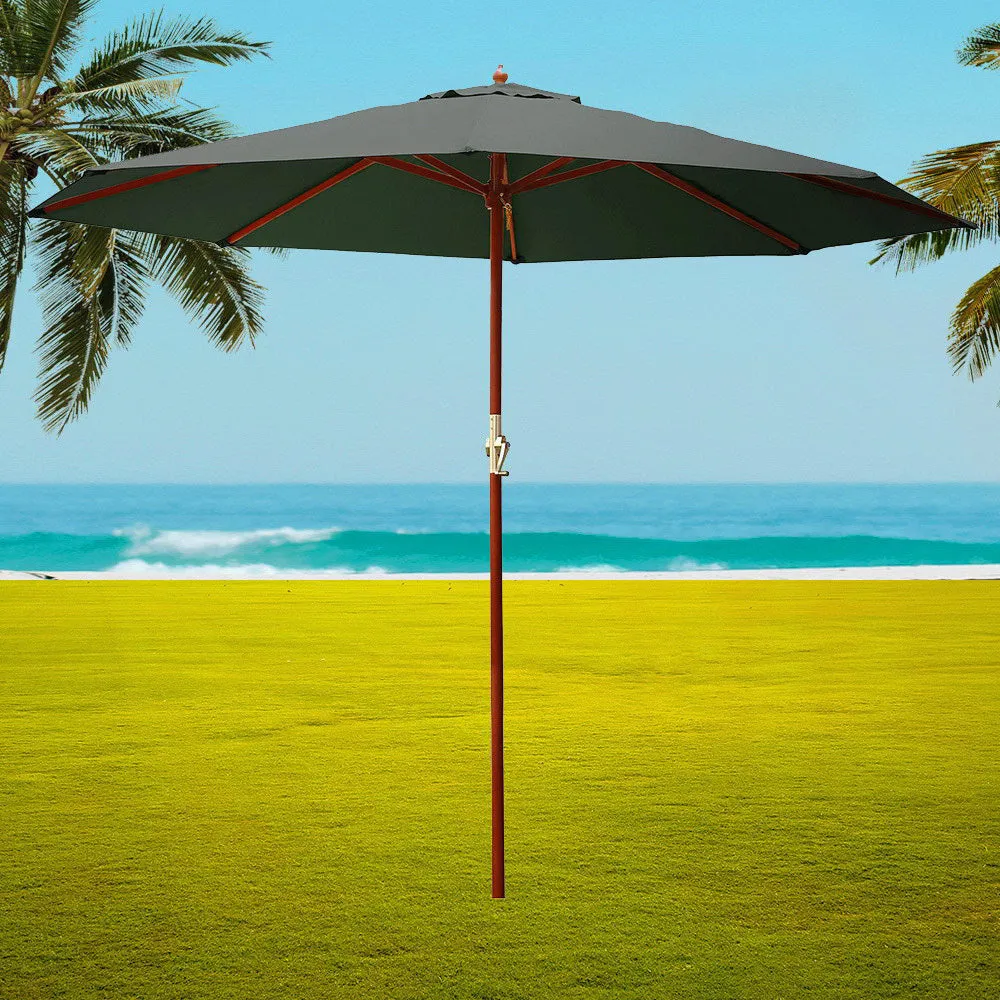 3m UV50  Outdoor Umbrella, Water-Resistant Charcoal - Instahut