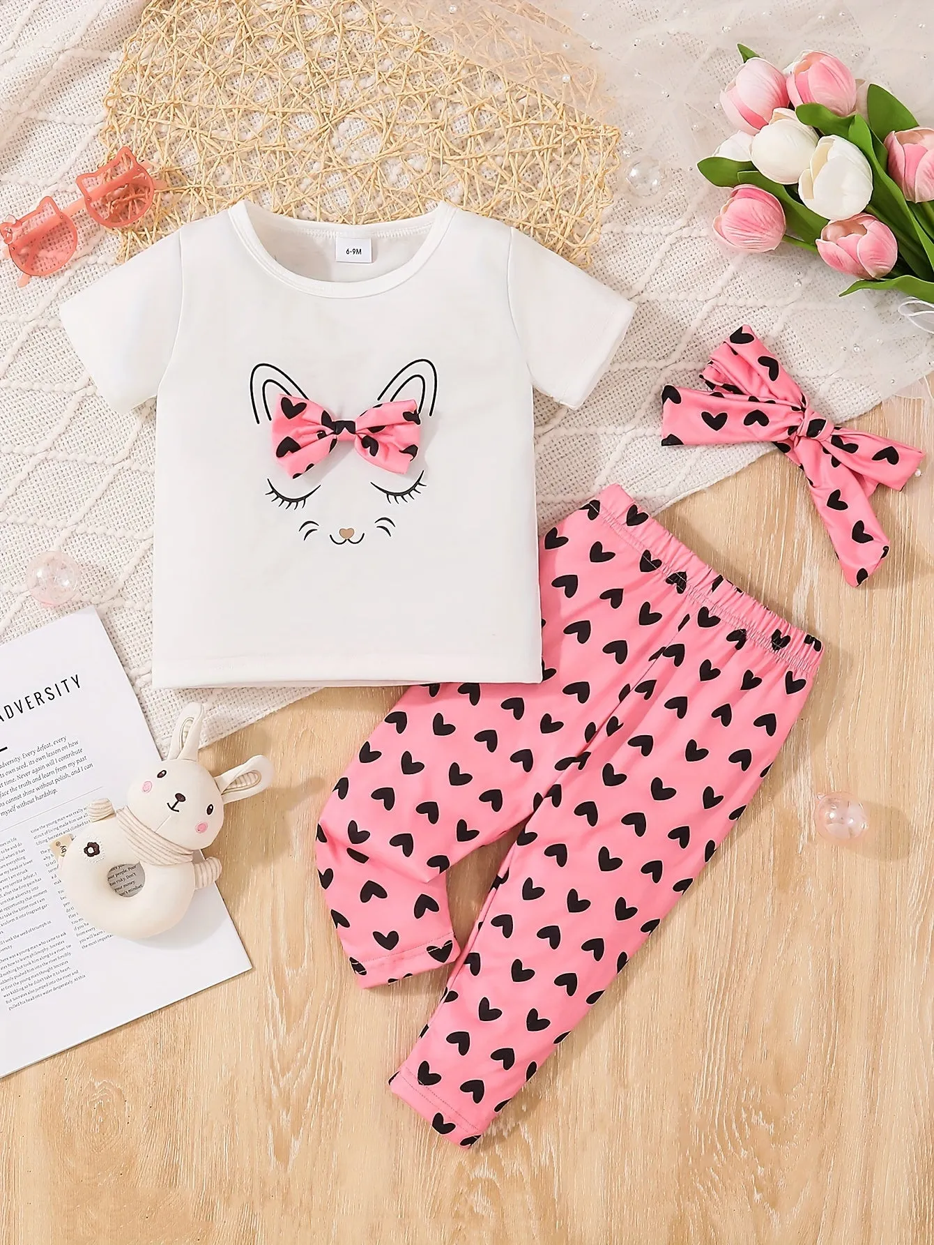 Adorable Catthemed Baby Girl Outfit Set