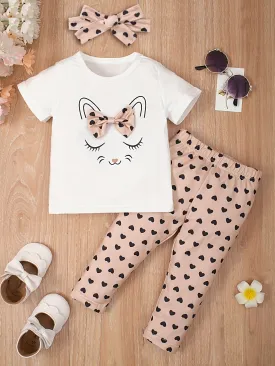 Adorable Catthemed Baby Girl Outfit Set