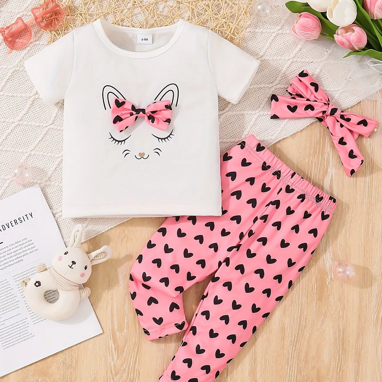 Adorable Catthemed Baby Girl Outfit Set