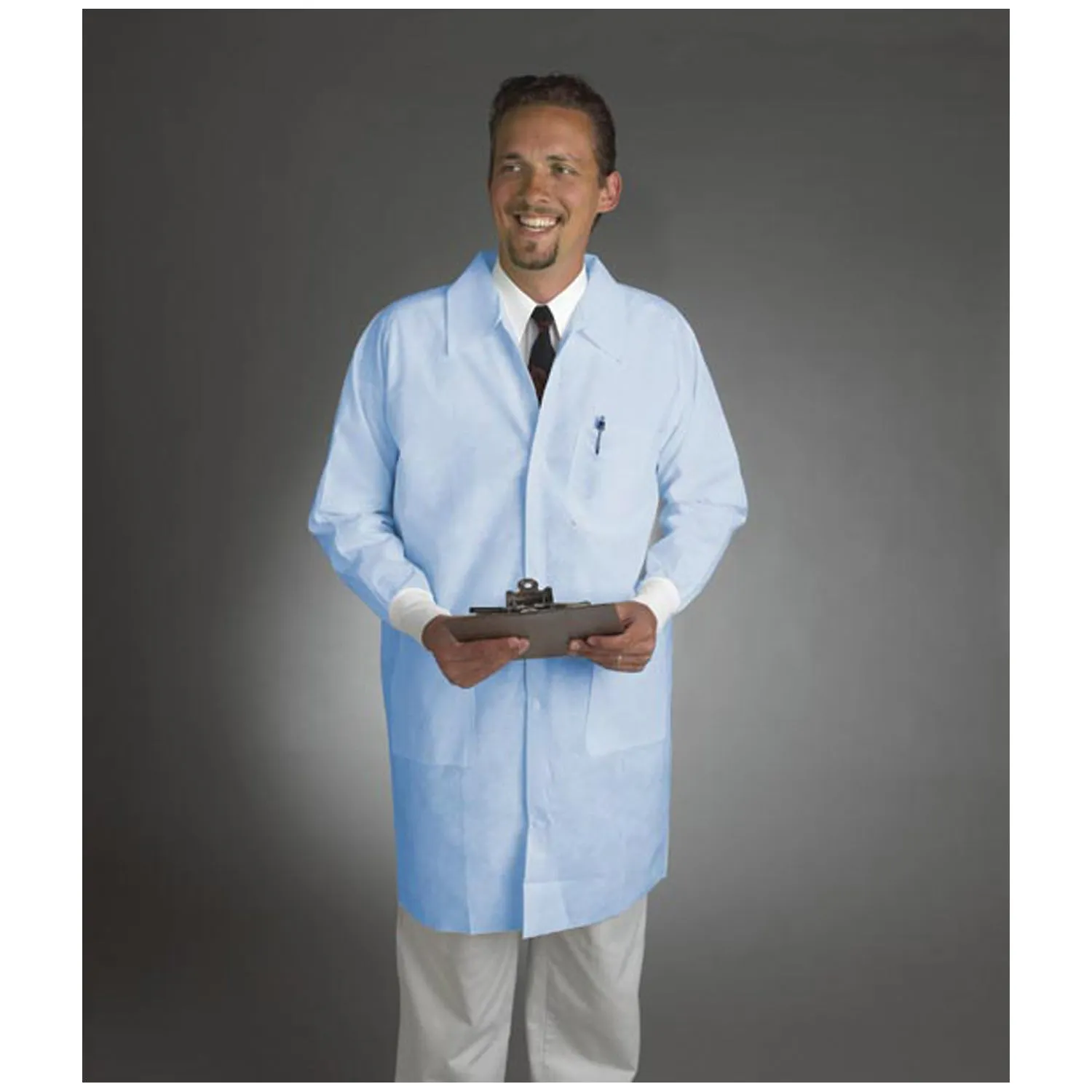 Alpha Protech Critical Cover Alphaguard Lab Coats Lab Coat, Medium, Blue, Tapered Collar, Knit Cuff, 30/Cs