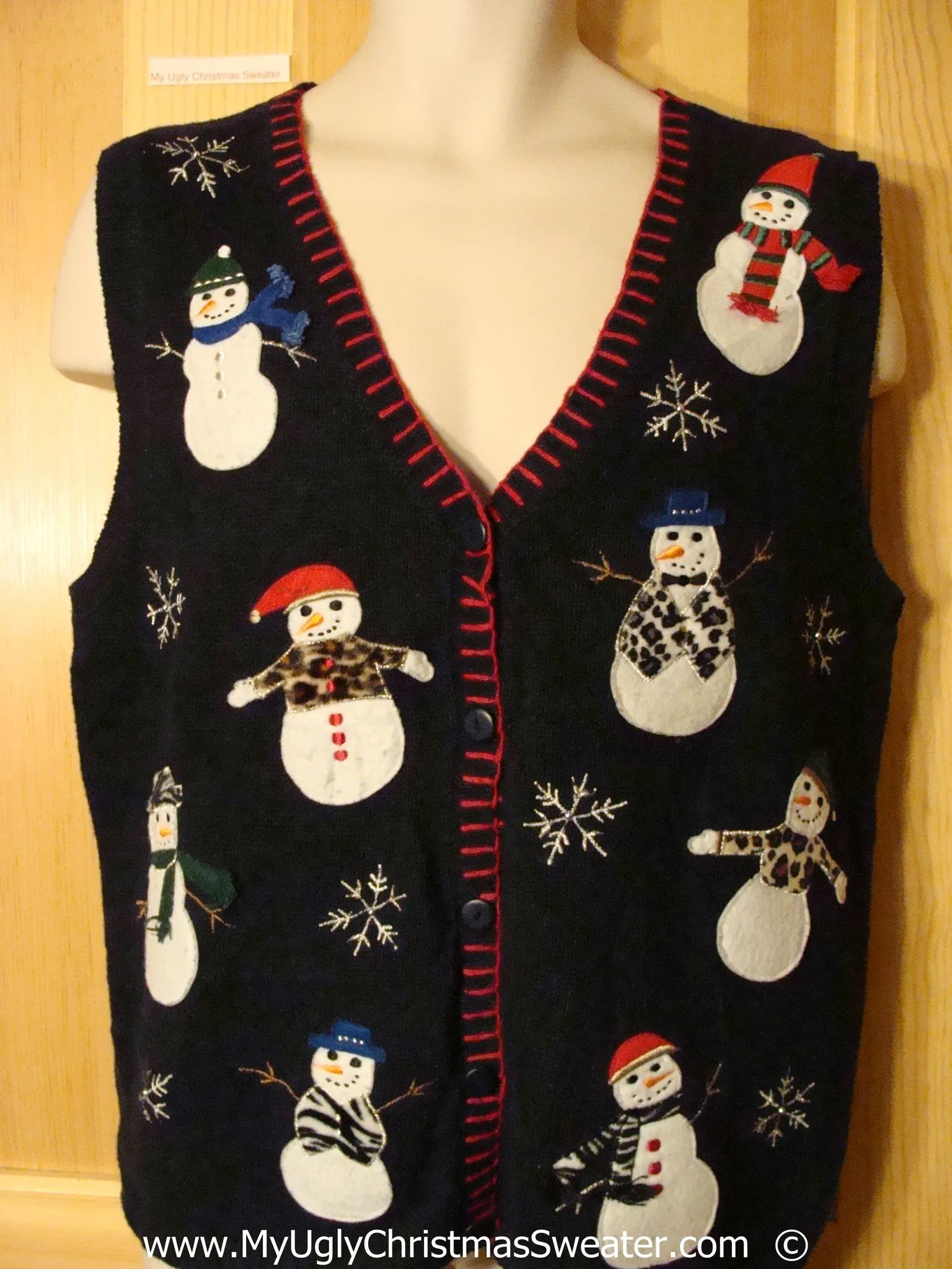 Animal Print Snowmen Festive Christmas Sweater Vest