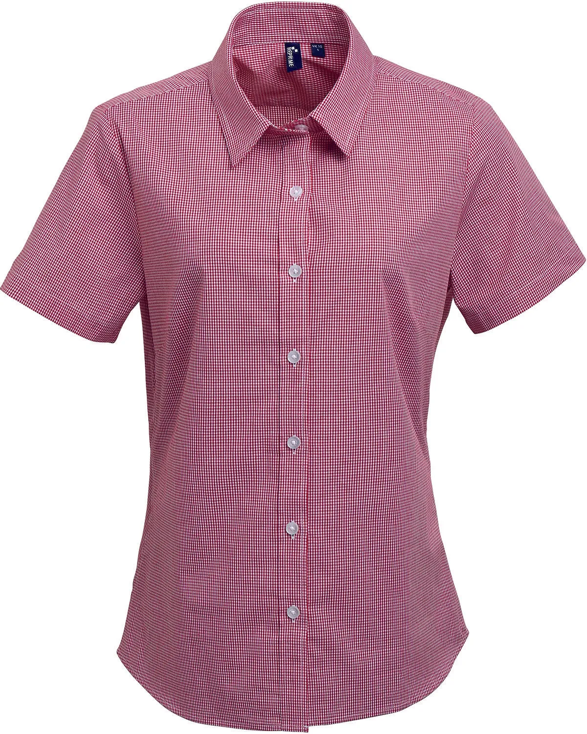 Artisan Collection by Reprime Ladies' Microcheck Gingham Short-Sleeve Cotton Shirt