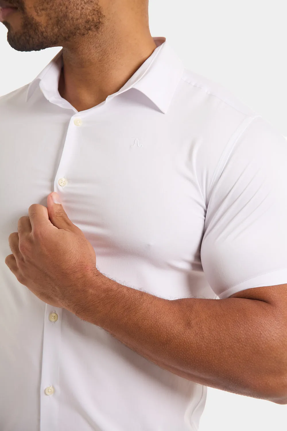 Athletic Fit Short Sleeve Bamboo Shirt in White