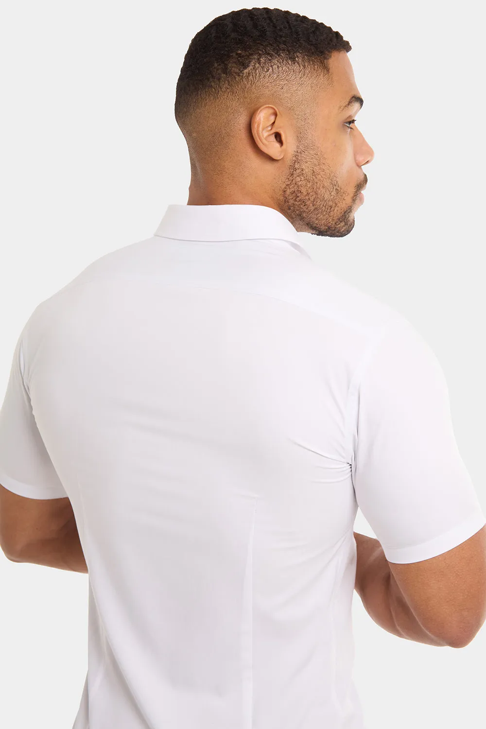 Athletic Fit Short Sleeve Bamboo Shirt in White