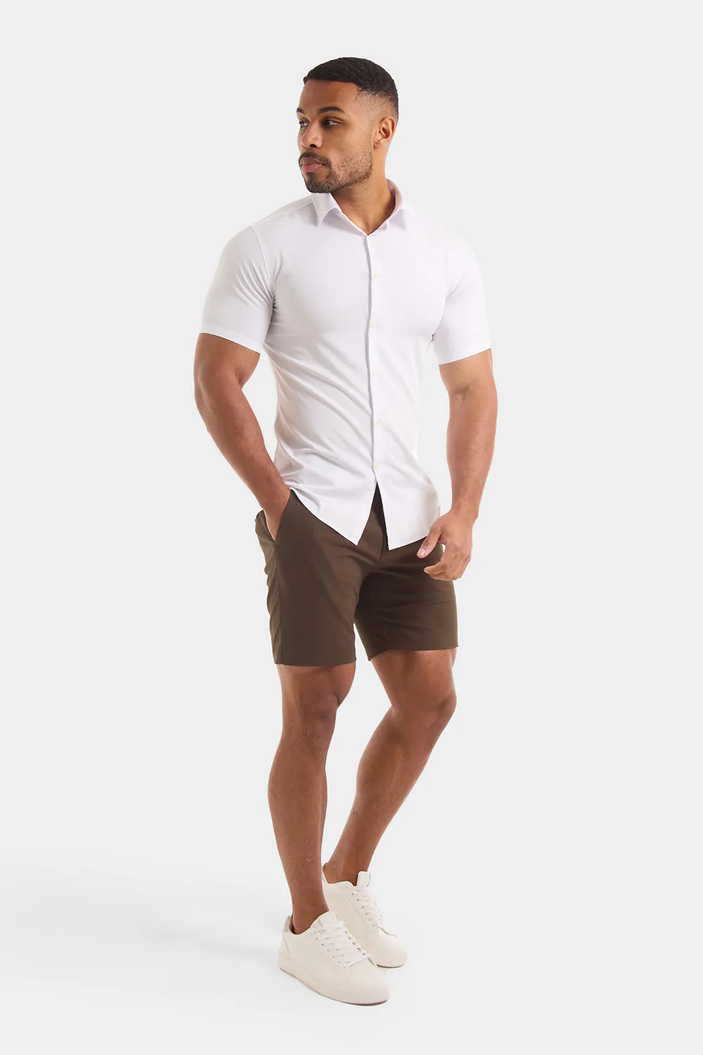 Athletic Fit Short Sleeve Bamboo Shirt in White