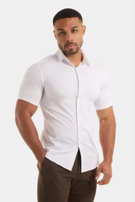 Athletic Fit Short Sleeve Bamboo Shirt in White