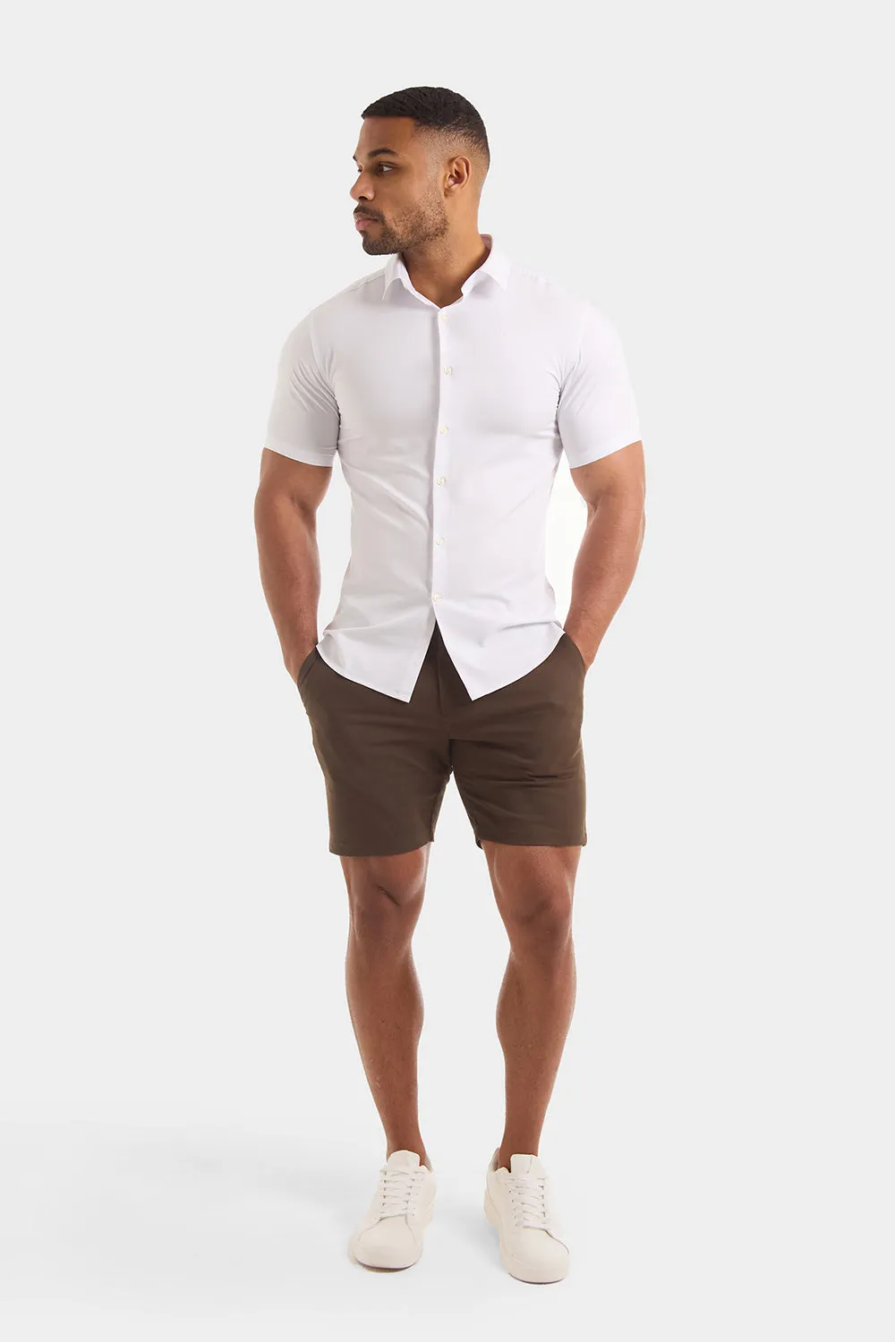 Athletic Fit Short Sleeve Bamboo Shirt in White