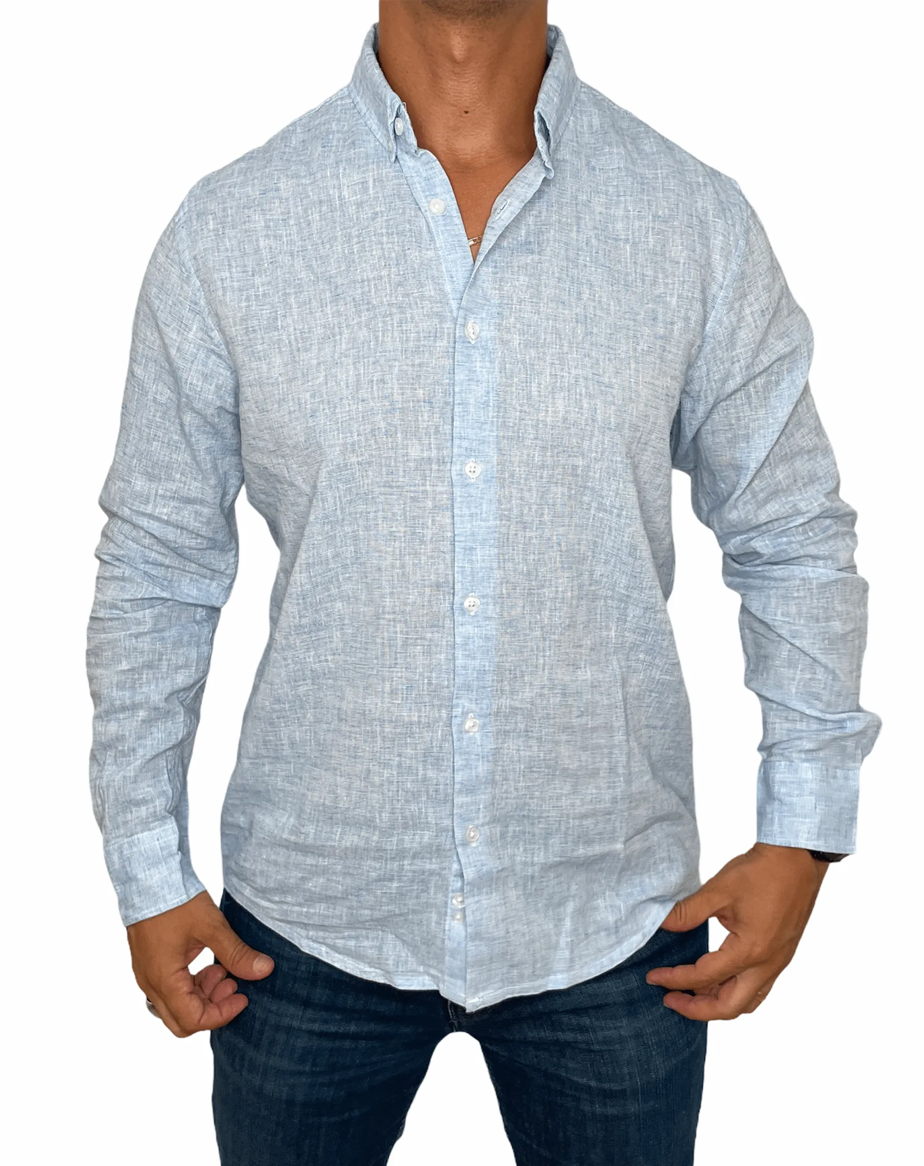 Baby Blue Linen Shirt