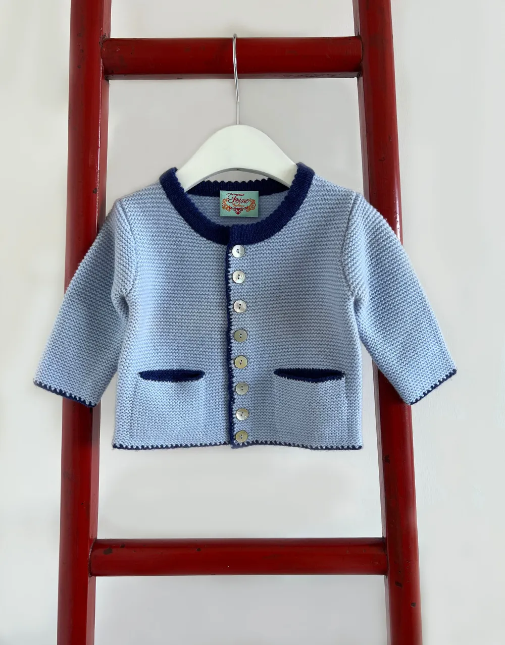 Baby Cashmere Contrast Jacket in Blue