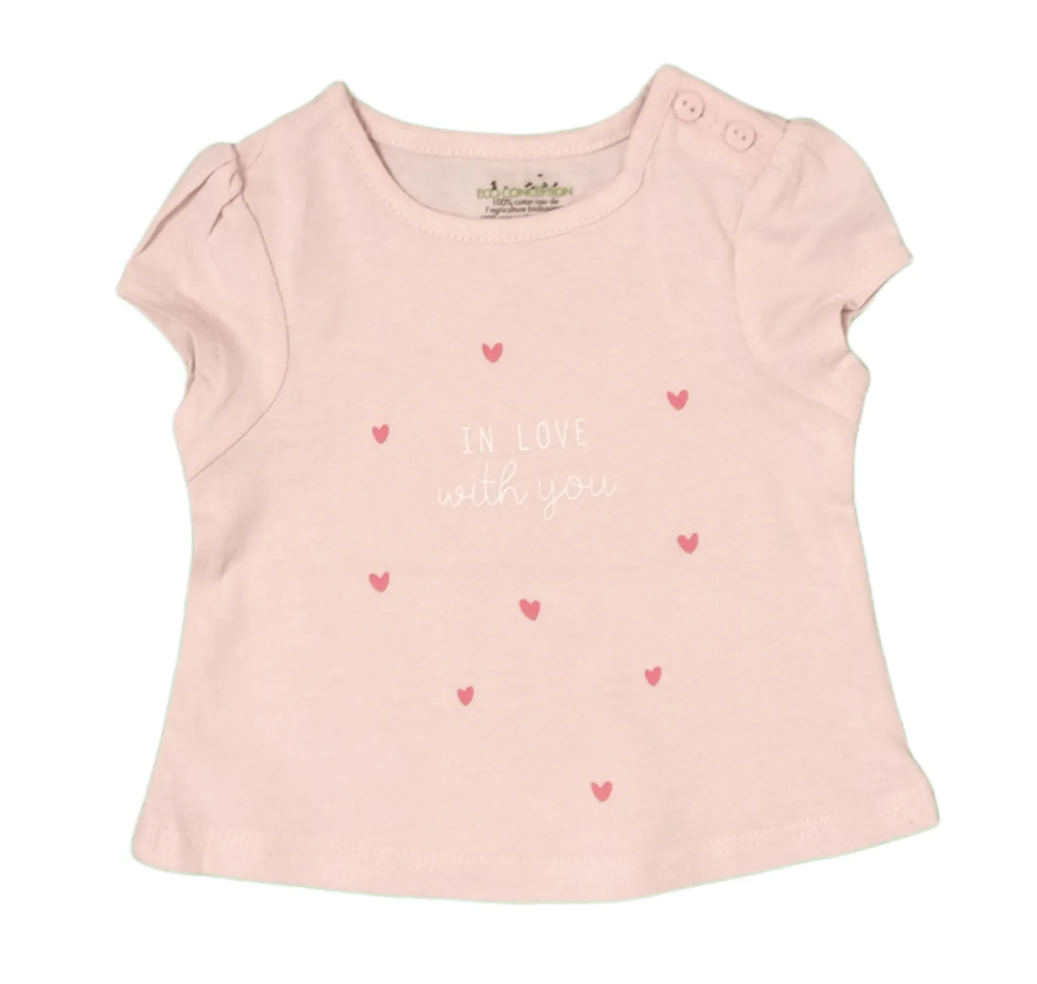 Baby Girl Shirt - Pink with Hearts - In Love with You