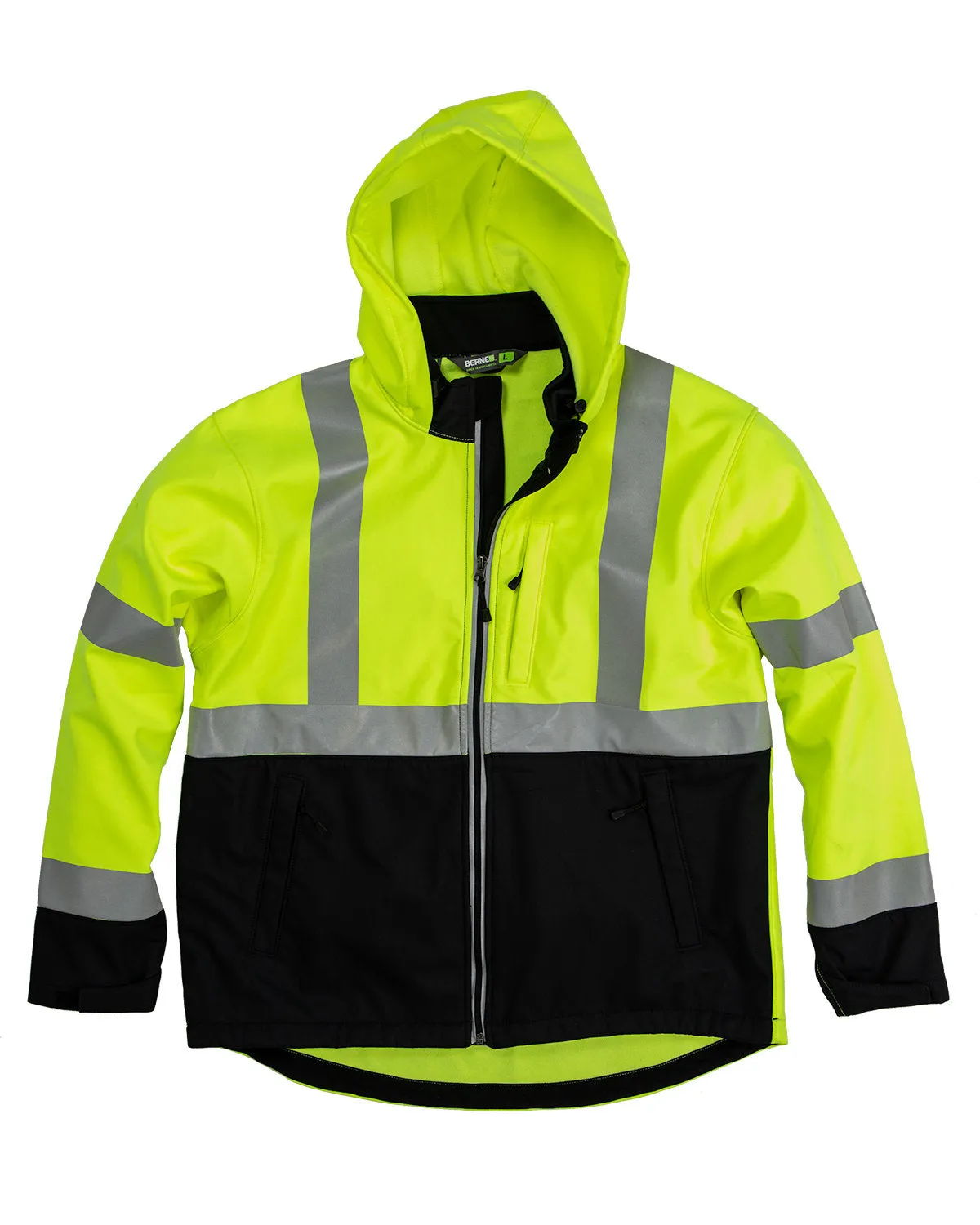 Berne Men's Tall Hi-Vis Class 3 Hooded Softshell Jacket