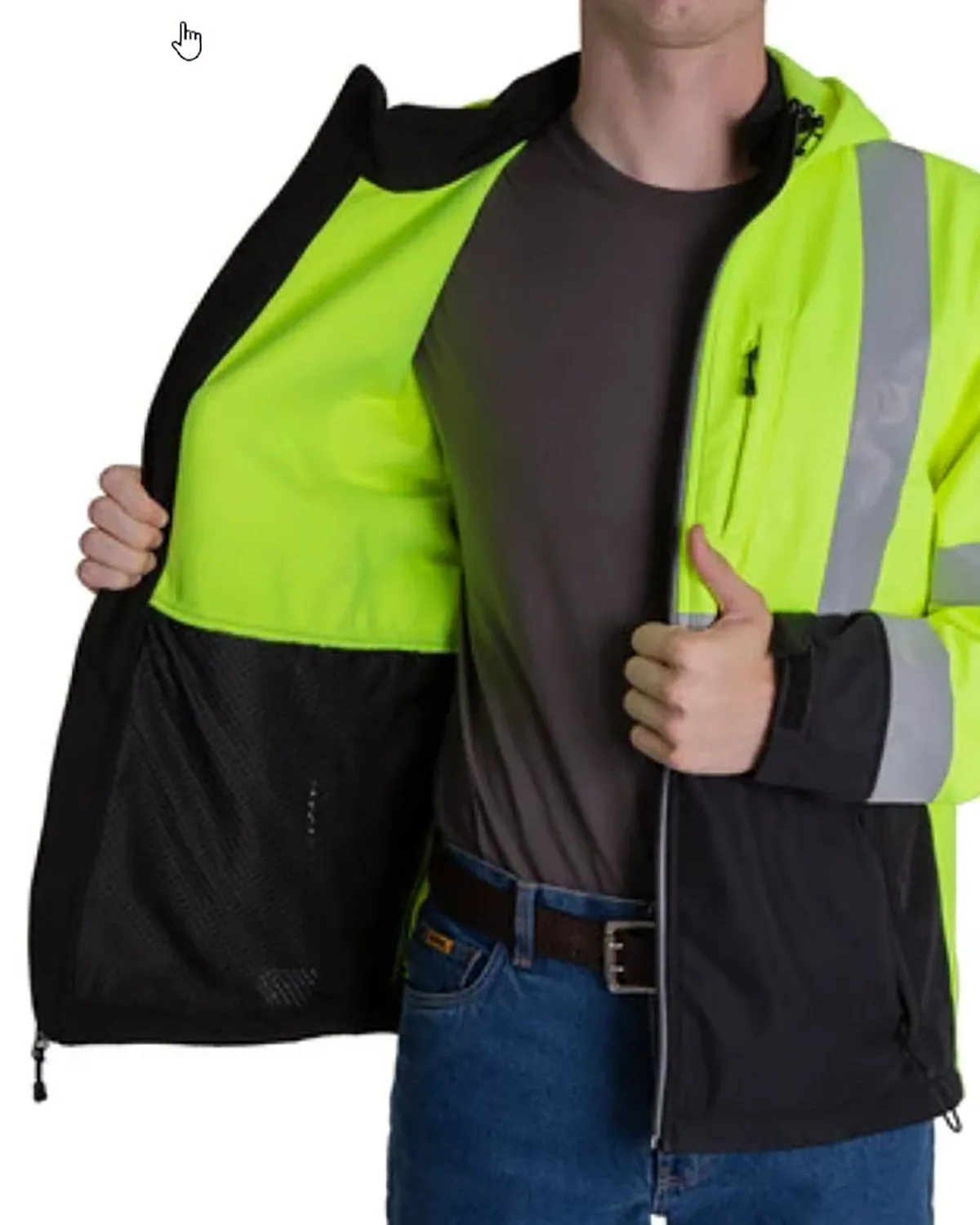 Berne Men's Tall Hi-Vis Class 3 Hooded Softshell Jacket