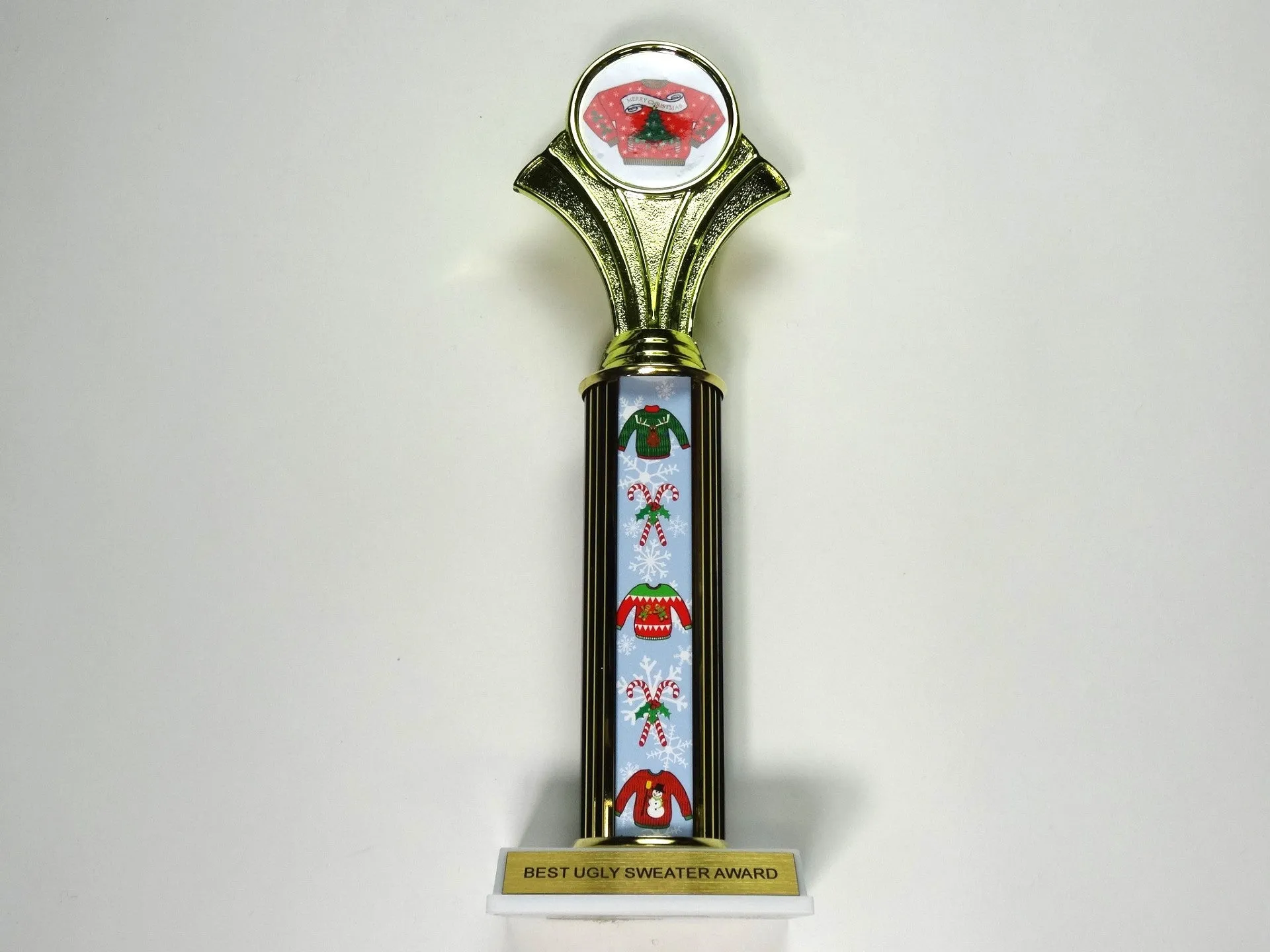 Best Ugly Sweater Award Trophy 12" Sweater-12" Ugly sweater trophy