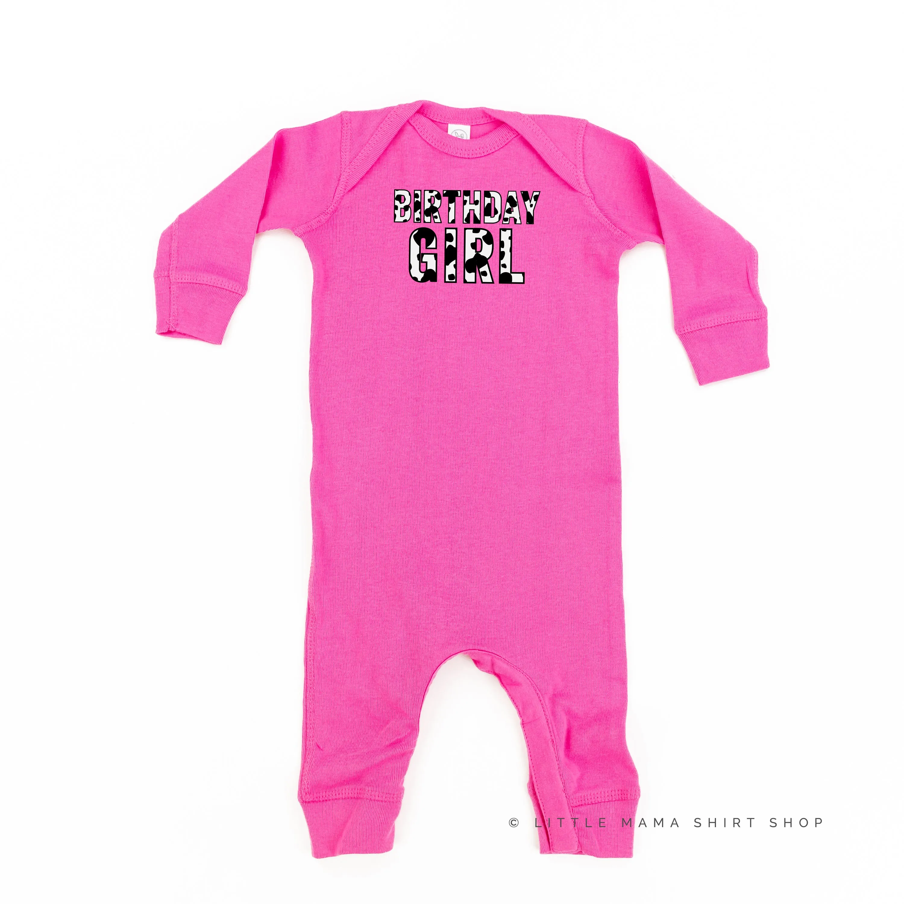 BIRTHDAY GIRL - Cow Print - One Piece Baby Sleeper