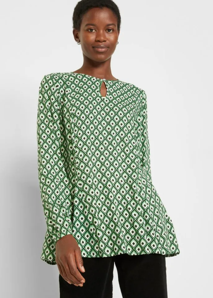 Blouse with long sleeves Bpc Bonprix Collection, green