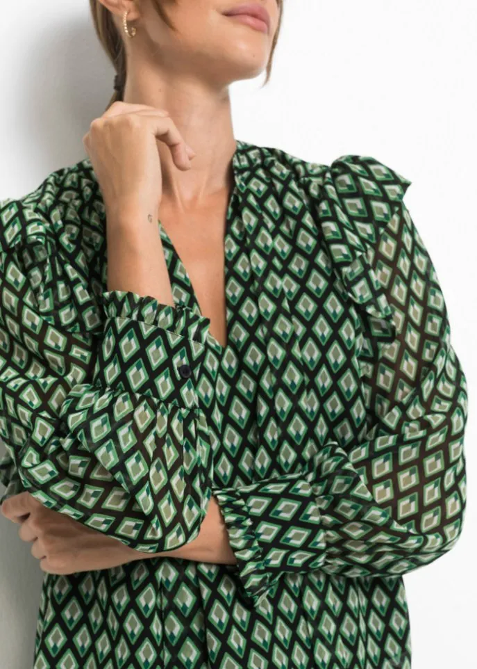 Blouse with ruffles Bodyflirt, green