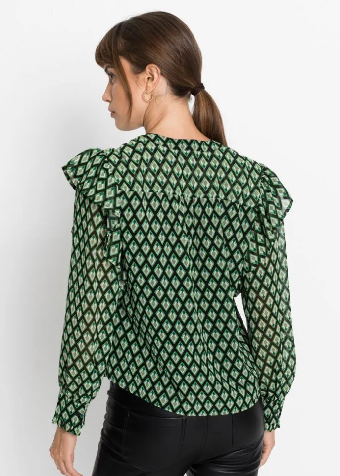 Blouse with ruffles Bodyflirt, green