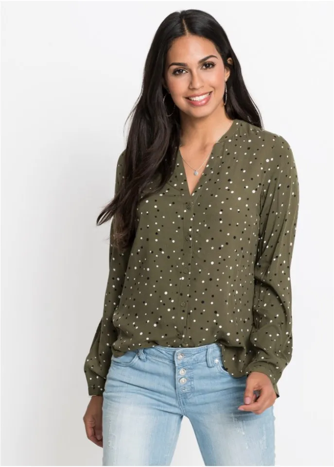 Bodyflirt polka dot blouse, green