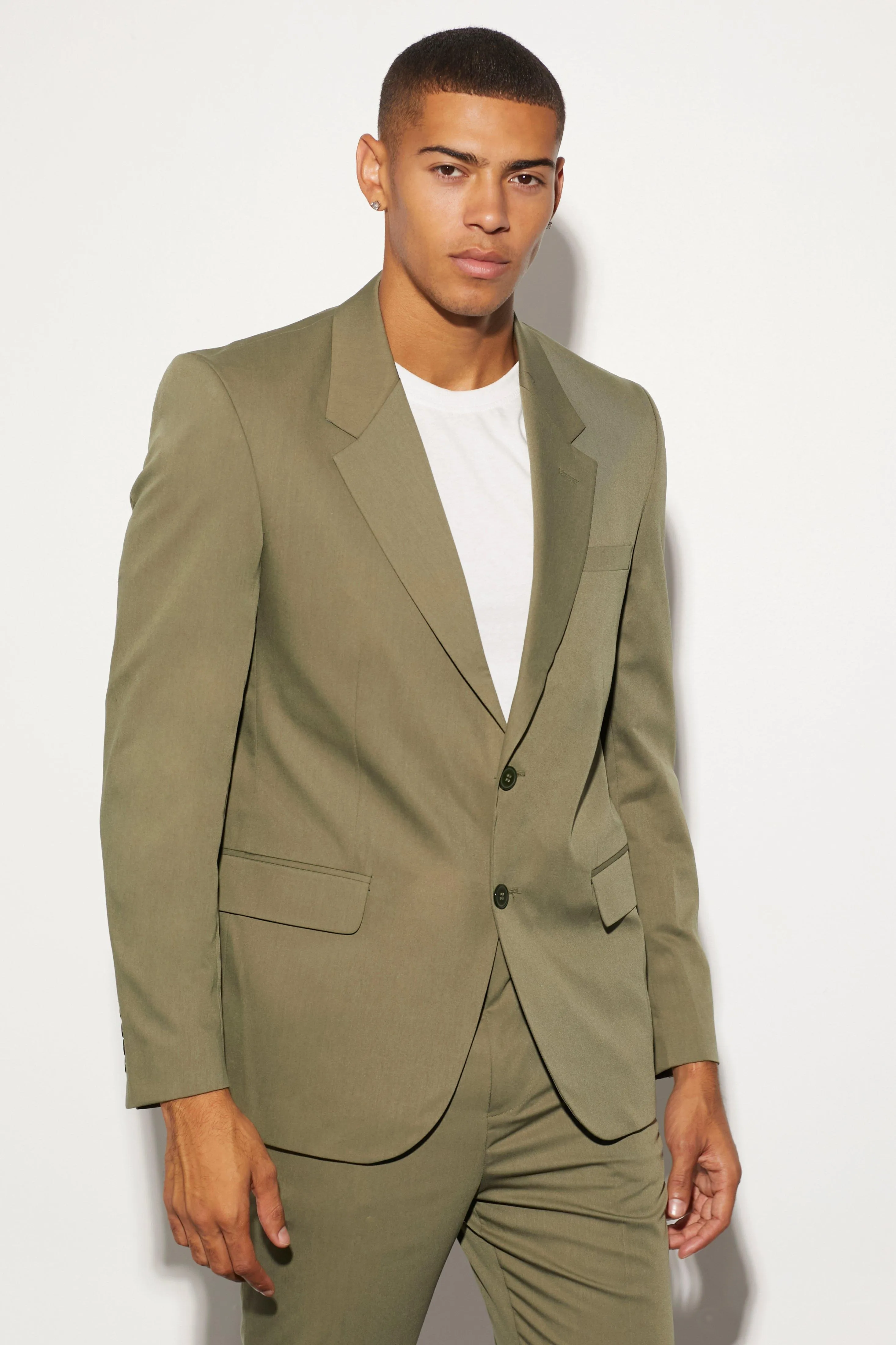 Boohoo Single Breasted Oversized Boxy Suit Jacket, Olive