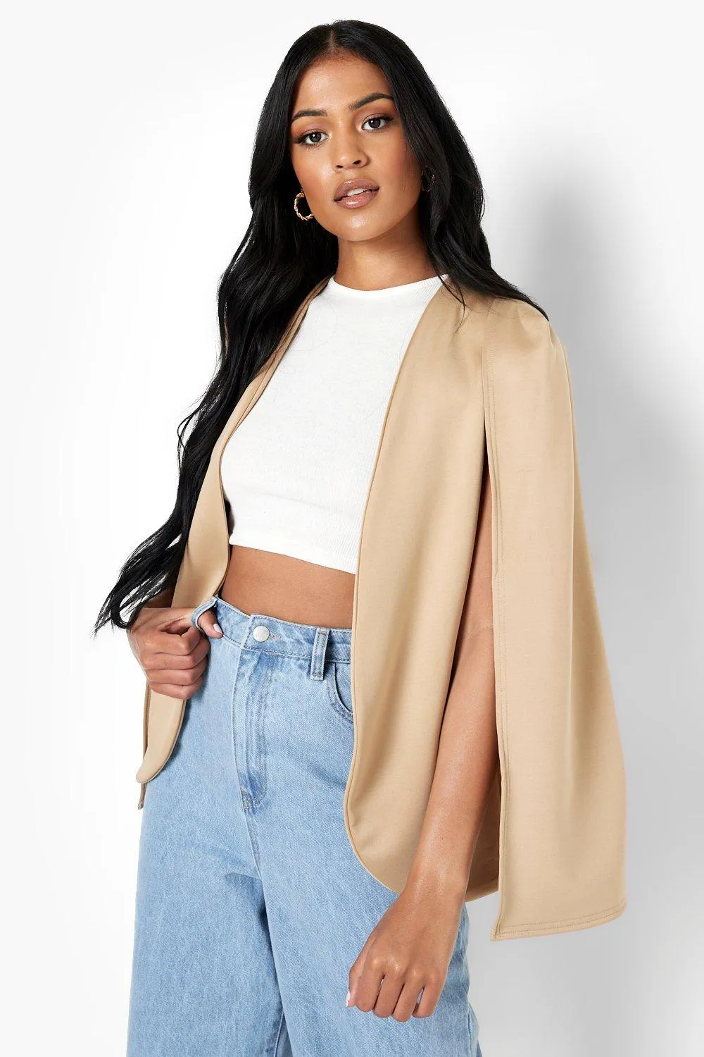 Boohoo Tall Cape Jacket, Gray