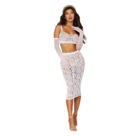 Bralette and Slip Skirt - One Size - White