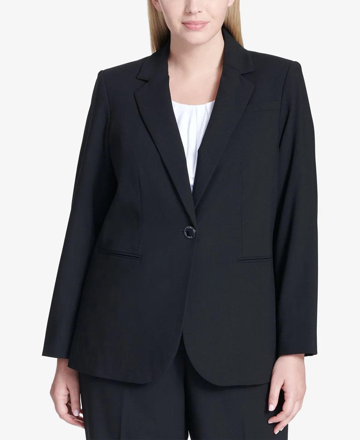 Calvin Klein One Button Plus Size Jacket, Black