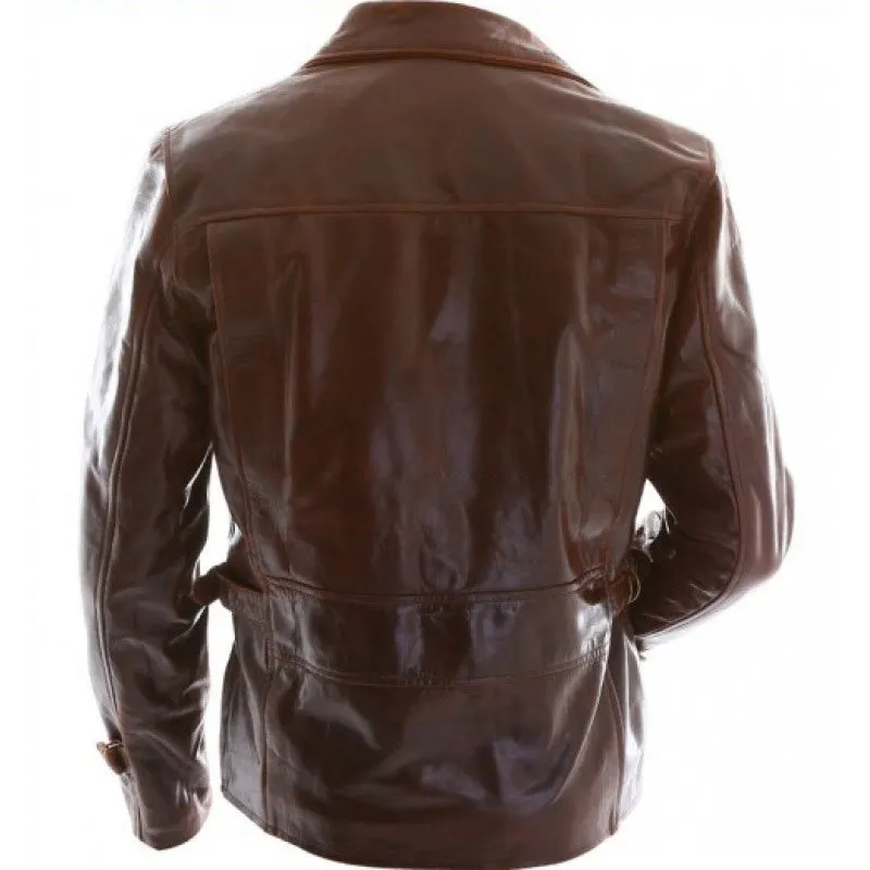 Captain America Evans Brown Motorcycle Leather Jacket