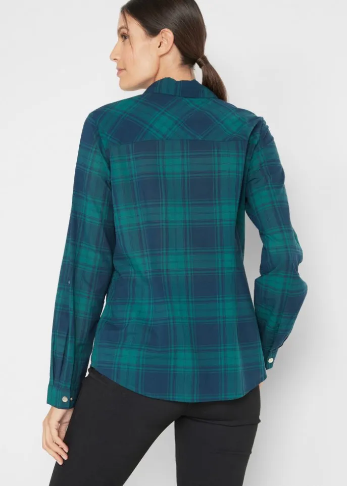 Checked cotton blouse Bpc Bonprix Collection, green