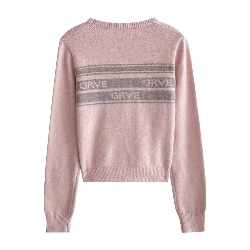 chic simple long-sleeved round neck short knit sweater     S4779