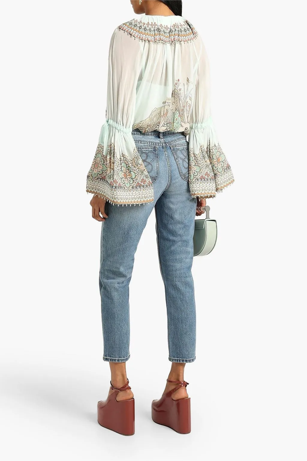 Chiffon blouse decorated with beads ZIMMERMANN, mint