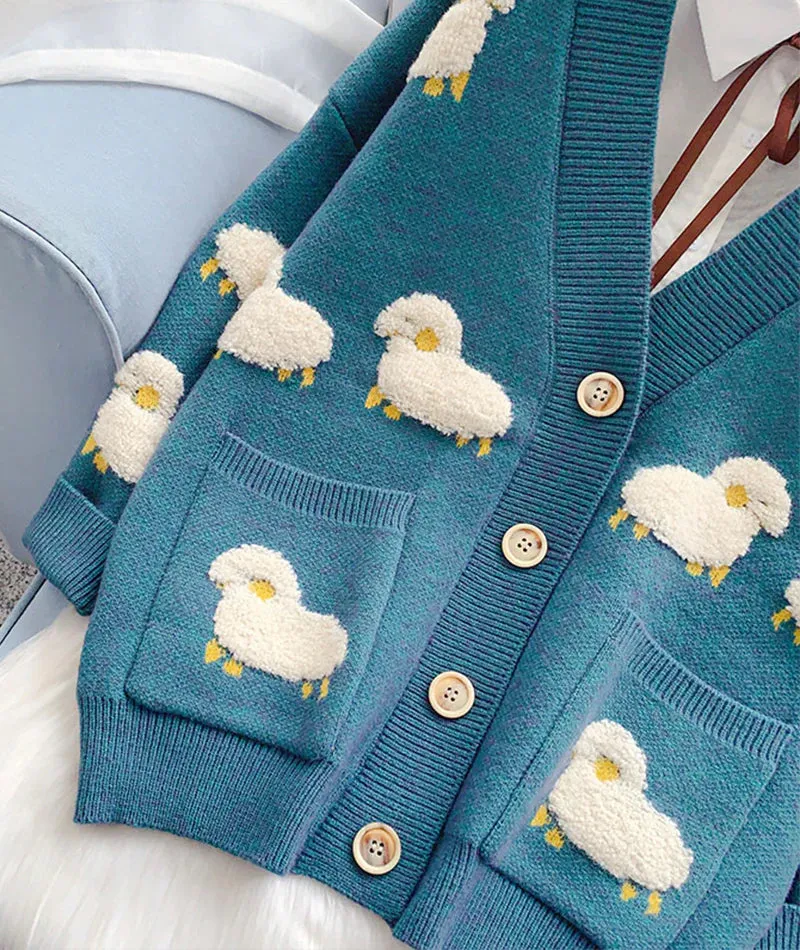 Cute sheep pattern sweater long sleeve sweater sweater coat spring and autumn clothing     S2516