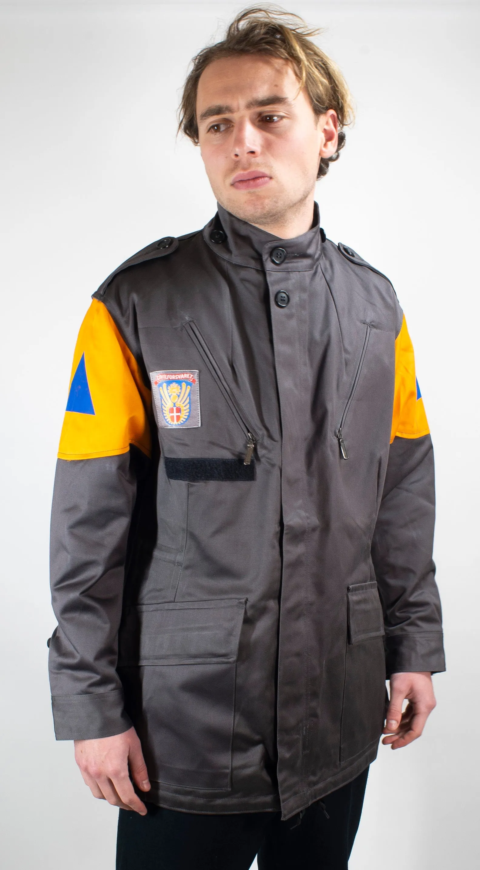 Danish Civil Defence Force (Civilforsvaret) Jacket - M84 - with orange shoulder panel