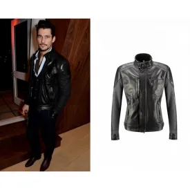 David Gandy Black Stylish Leather Jacket