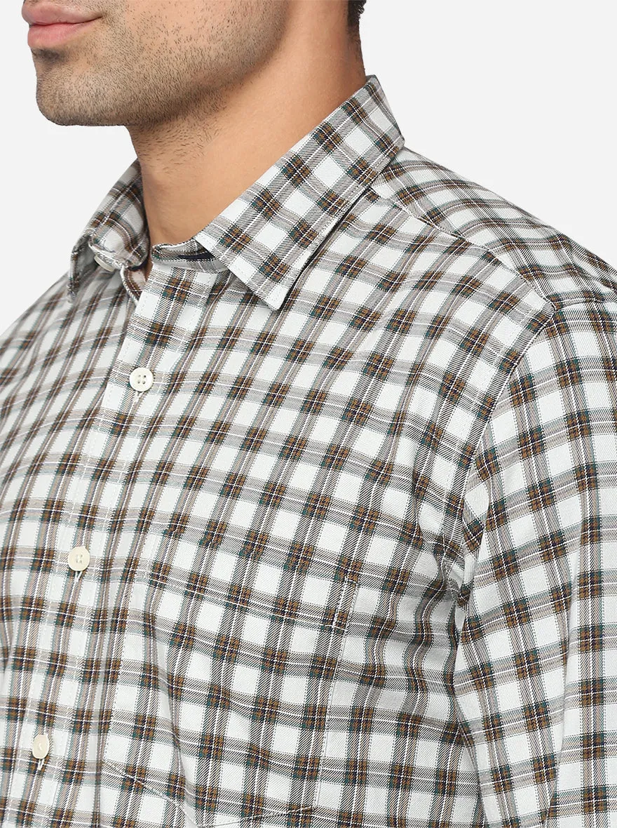 Dawn Grey Checked Slim Fit Casual Shirt | Greenfibre