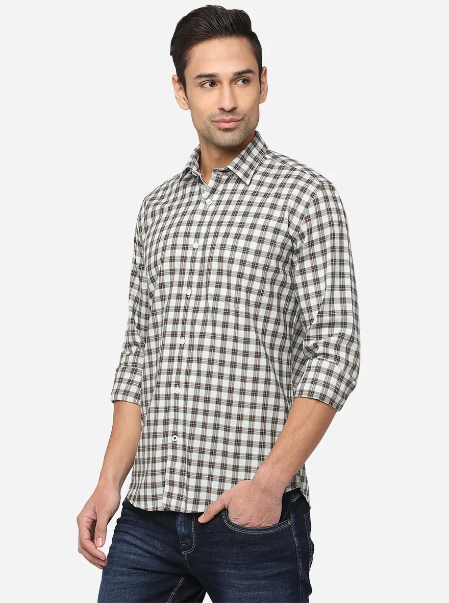 Dawn Grey Checked Slim Fit Casual Shirt | Greenfibre