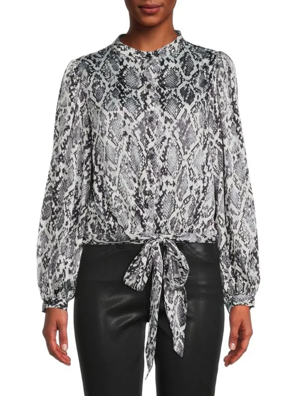 Donna Karan blouse with python print, python