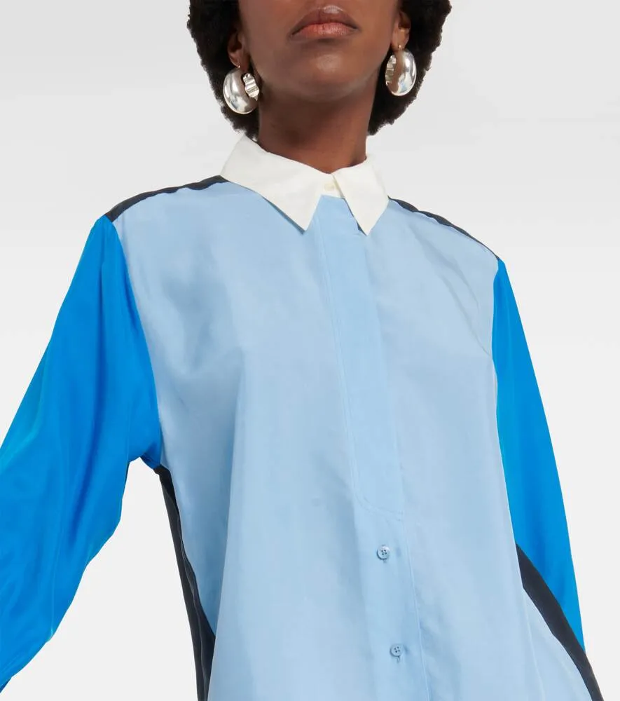 DOROTHEE SCHUMACHER color block silk blouse, blue