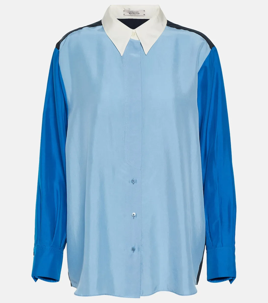 DOROTHEE SCHUMACHER color block silk blouse, blue