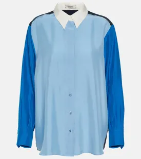 DOROTHEE SCHUMACHER color block silk blouse, blue