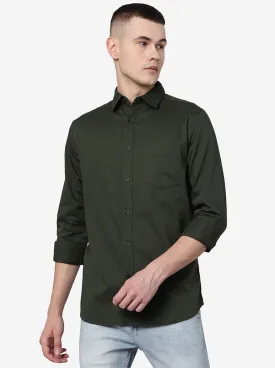 Duffel Bag Green Solid Slim Fit Casual Shirt | JadeBlue