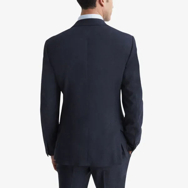 Dunn Slim Fit Wool Blazer in Reiss Check, Navy