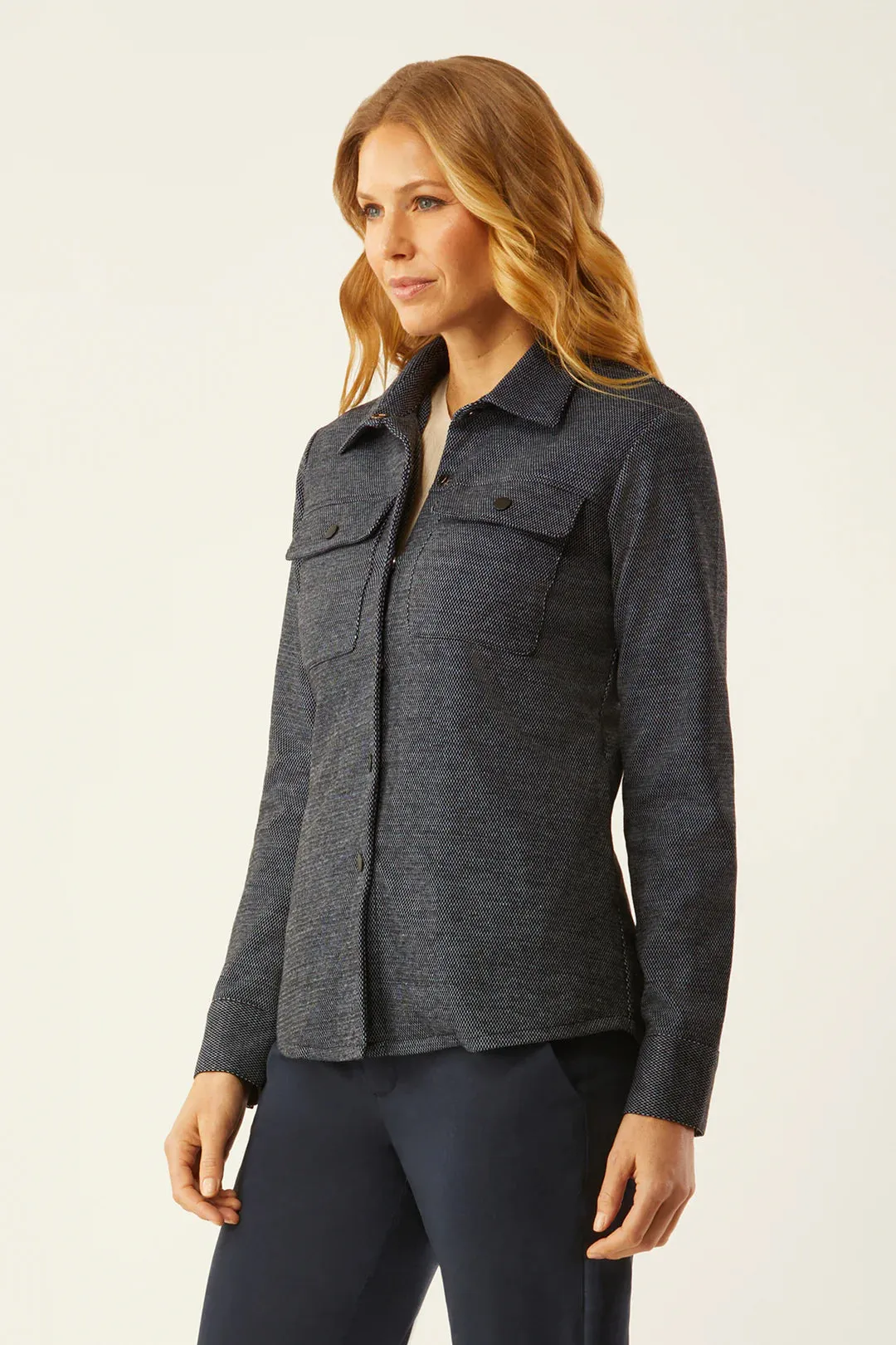 ECRU-Shirt Jacket with Zip-Out Liner Indigo Tweed