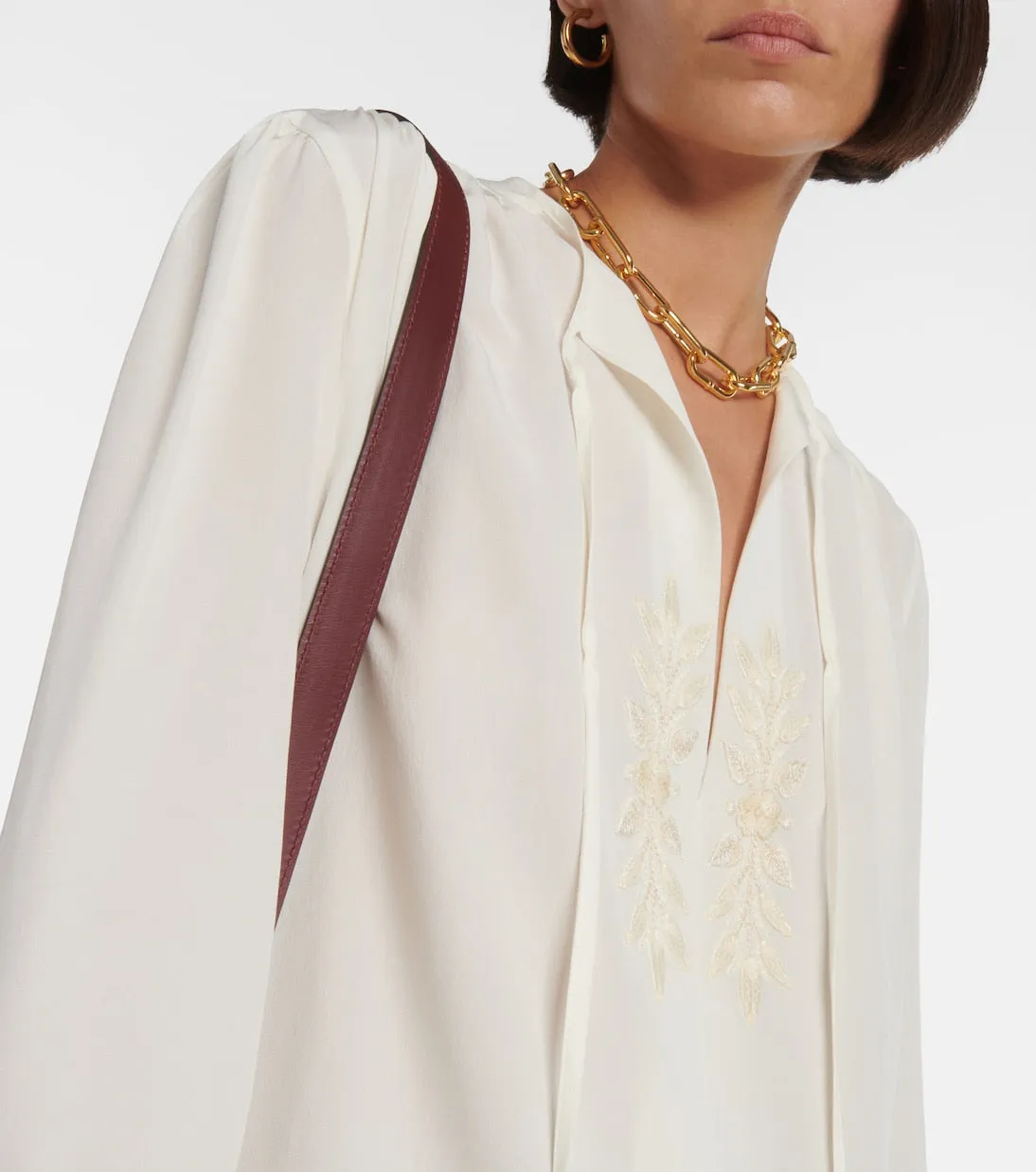 Embroidered silk blouse Etro, white