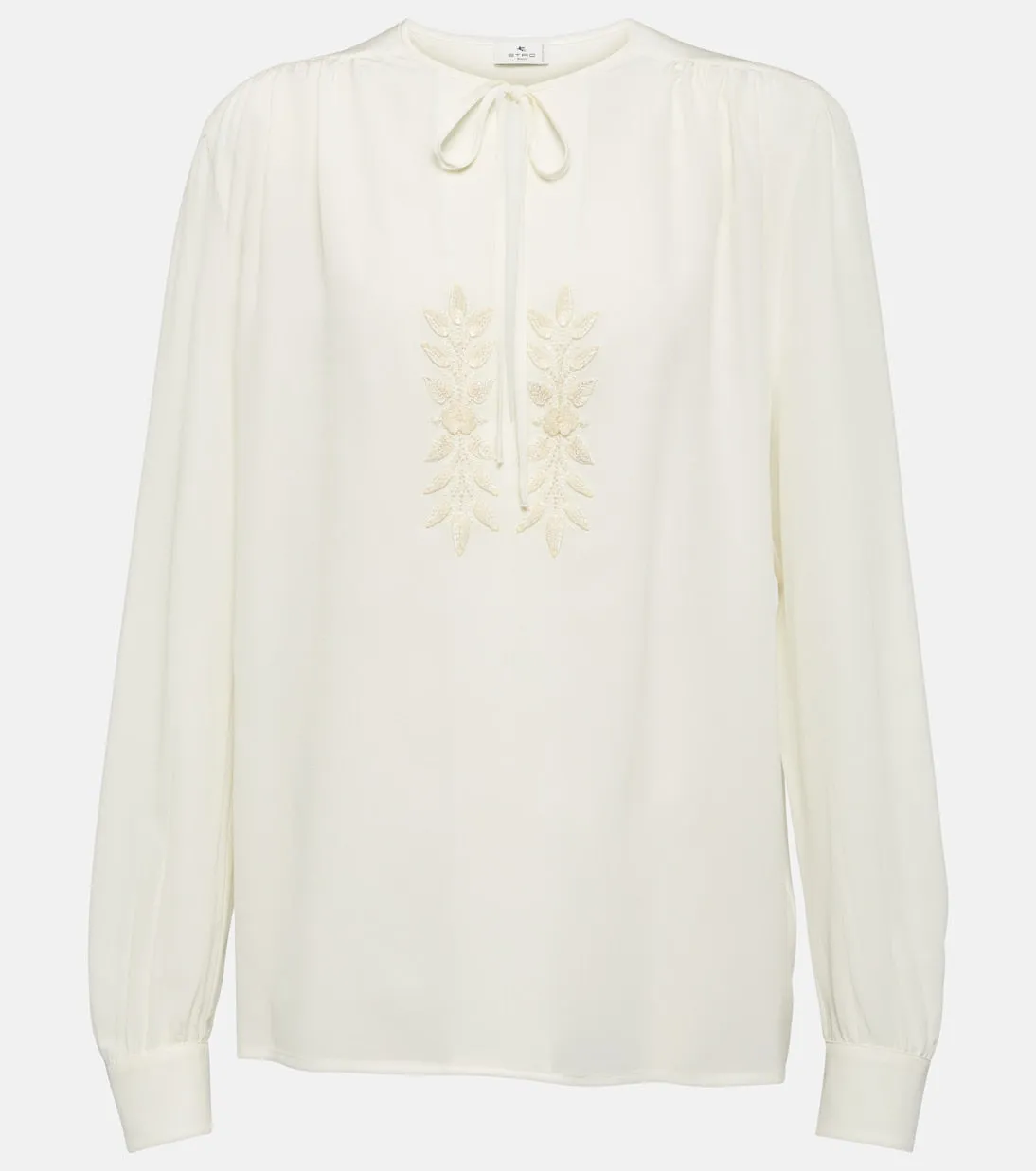 Embroidered silk blouse Etro, white