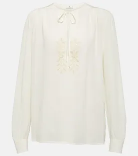 Embroidered silk blouse Etro, white