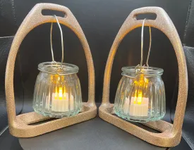 English Stirrup Candle Lights - Sparkling Rose Gold