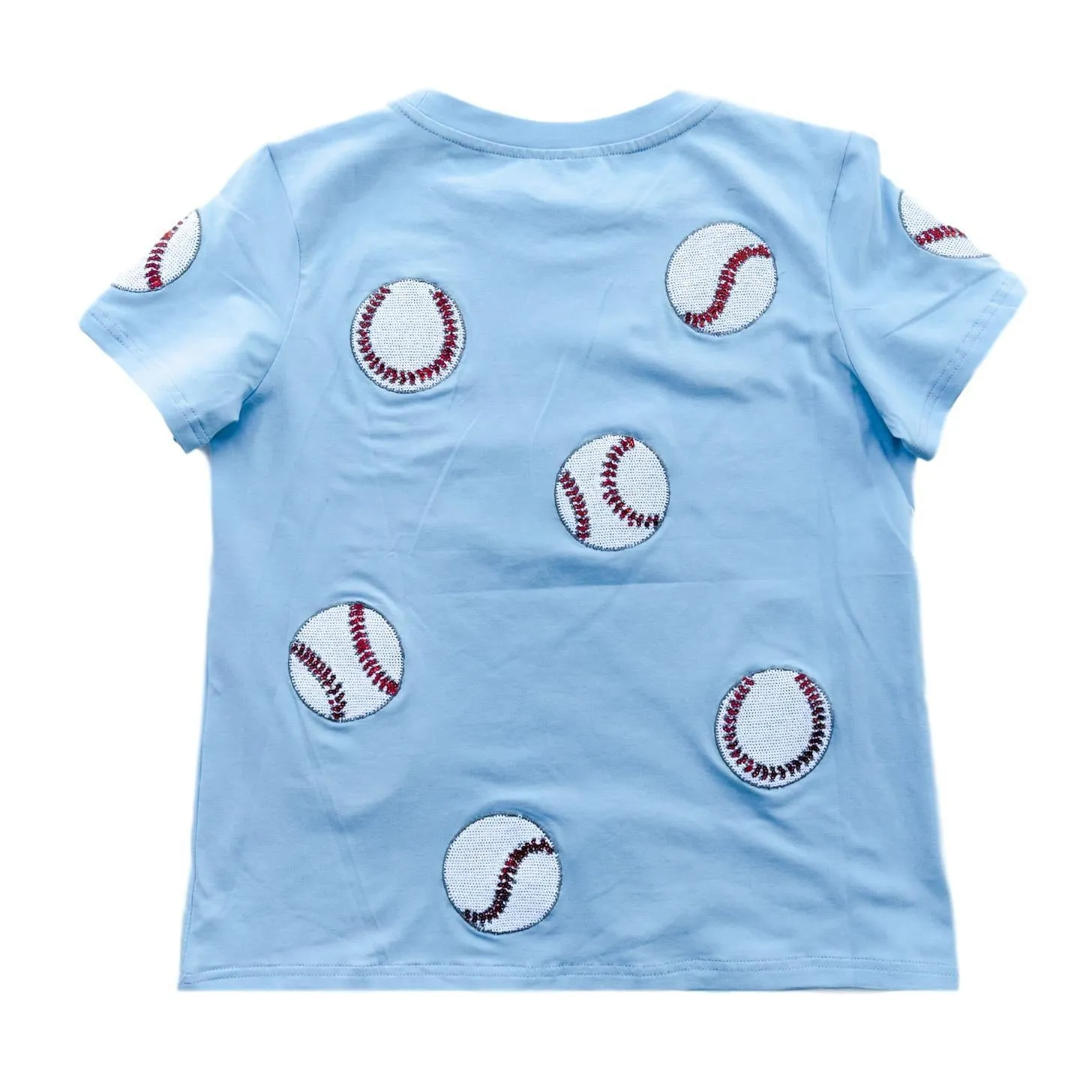 Fly Balls Powder Blue Baseball Tee